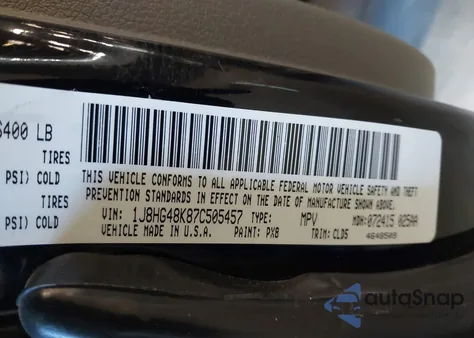 2007 Jeep Commander Sport z USA, uszkodzony, nr VIN 1J8HG48K87C505457